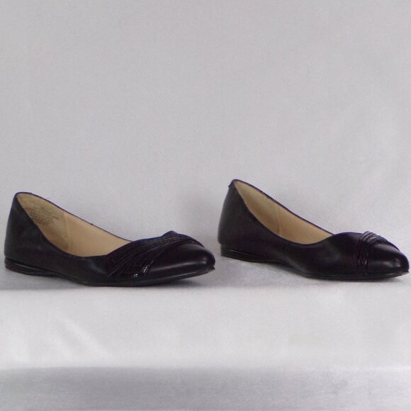 NINE WEST size 6M NW7SPLENDOR black point-toe ballet flats leather uppers - Picture 5 of 16